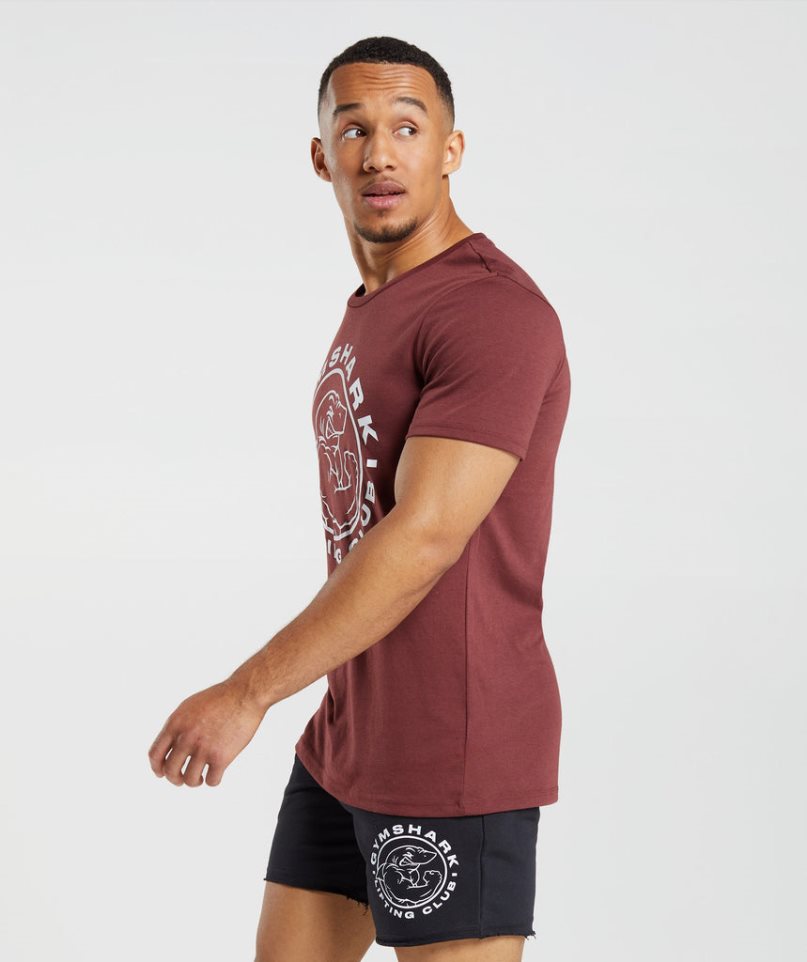 Men's Gymshark Legacy T-Shirts Burgundy | NZ 4BQDVO